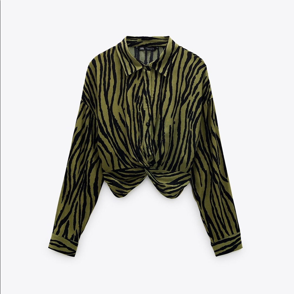 Zara animal print knotted crop top